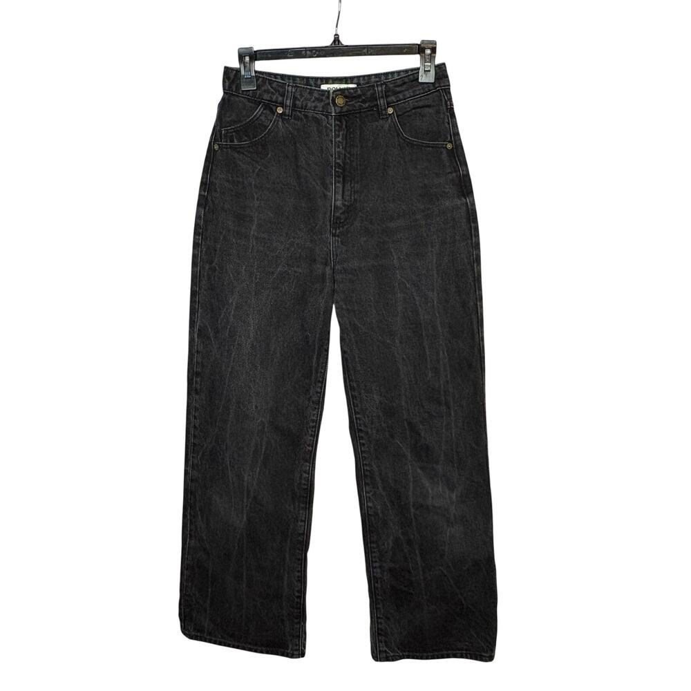 Rolla's Heidi Loose Straight Leg High Rise Distressed Black Denim Jeans Size 27
